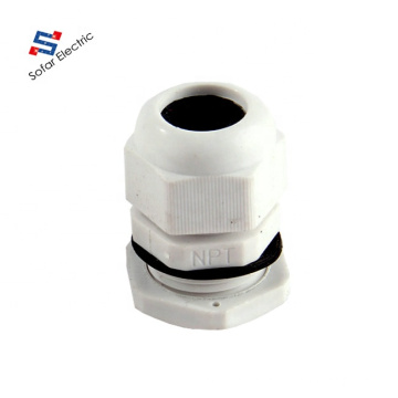 IP68 Watertight NPT Thread Nylon Cable Glands, White Color